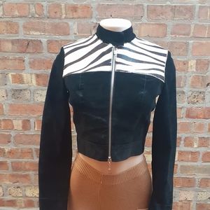 BEBE Suede and Calf Hair Bolero style jacket XS